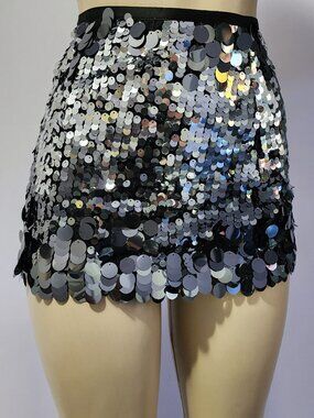 Deadstock Mid 2010s Forever 21 Sequin Disc Holiday Rave Mini Skirt Size XS